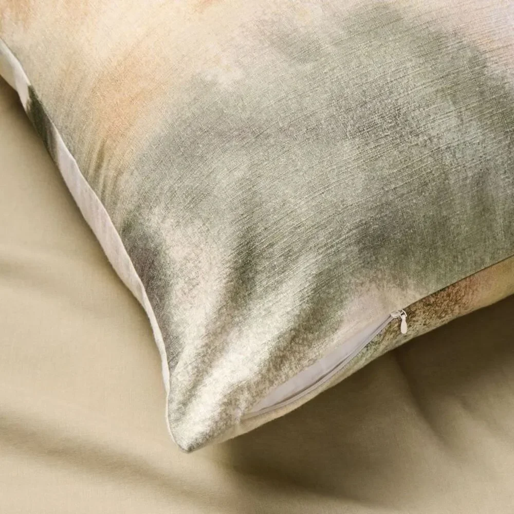 Euro Heavyweight Linen Blend Throw Decorative Pillow Pressed Floral Print -
